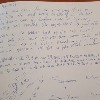 Page from our guestbook