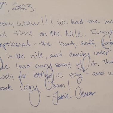 Page from our Guestbook