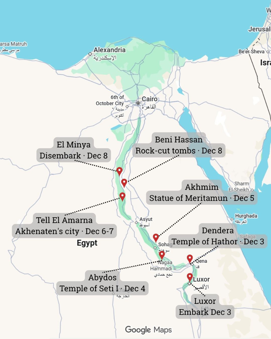 Nile Cruise to El Minya Special Sail Map